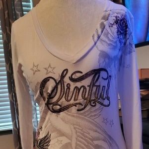 Woman's Sinful White/purple design with Lace back